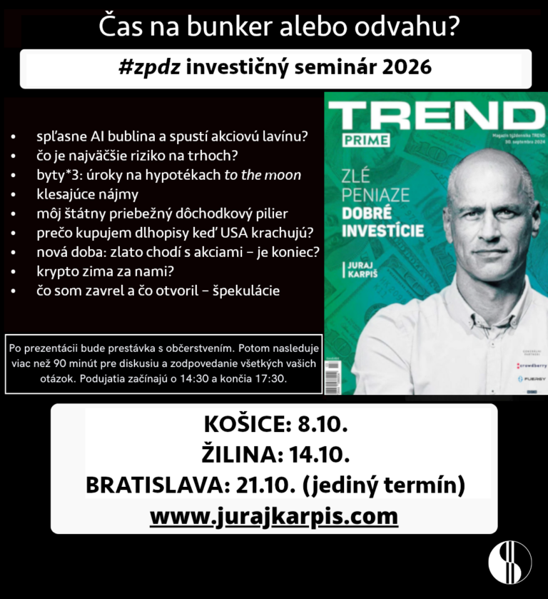 Čas na bunker alebo odvahu? Môj štátny priebežný dôchodkový pilier. Investičný #zpdz seminár 2026 – zpdz #148/149